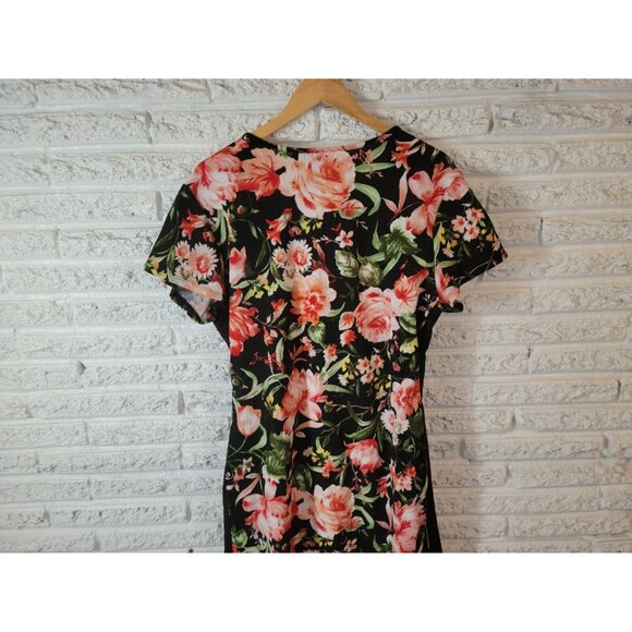 Rue 21 Women Dress 3X Mini Sheath Black Pink Floral Short Sleeve FLO206XE - Picture 7 of 11
